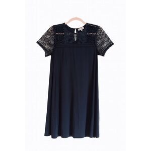 LOFT Navy Blue Lace Yoke T-Shirt Dress – Size Small